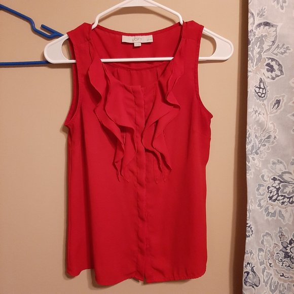 LOFT ruffle-front blouse - Picture 1 of 4
